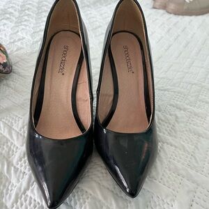 Patent black, tall wedges